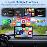 Wonsidary 9" Carplay Screen for Car,Compatible with Wireless/Wired Apple CarPlay/Android Auto and Mirror Link - Bluetooth Audio,Navigation,Siri,FM, AUX,with Backup Cam,Light Sensitive,and Two USB Charging Por